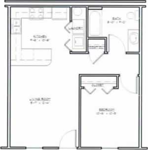 Butternut - One Bedroom / One Bath - 650 Sq. Ft.*
