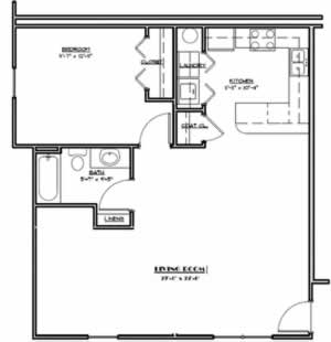 Cypress - One Bedroom / One Bath - 890 Sq. Ft.*