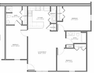 Willow - Three Bedroom / Two Bath - 1200 Sq. Ft.*